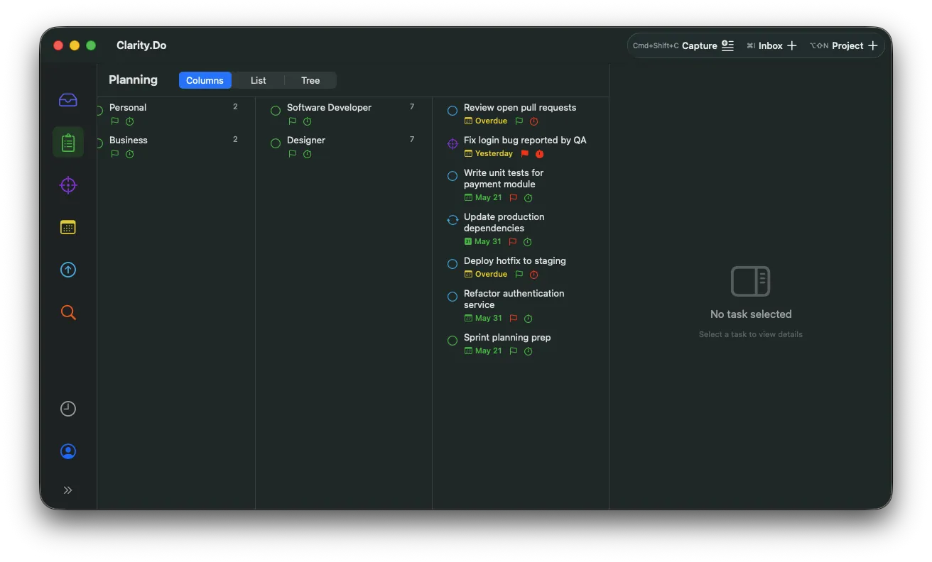 Clarity.Do Plan view on macOS