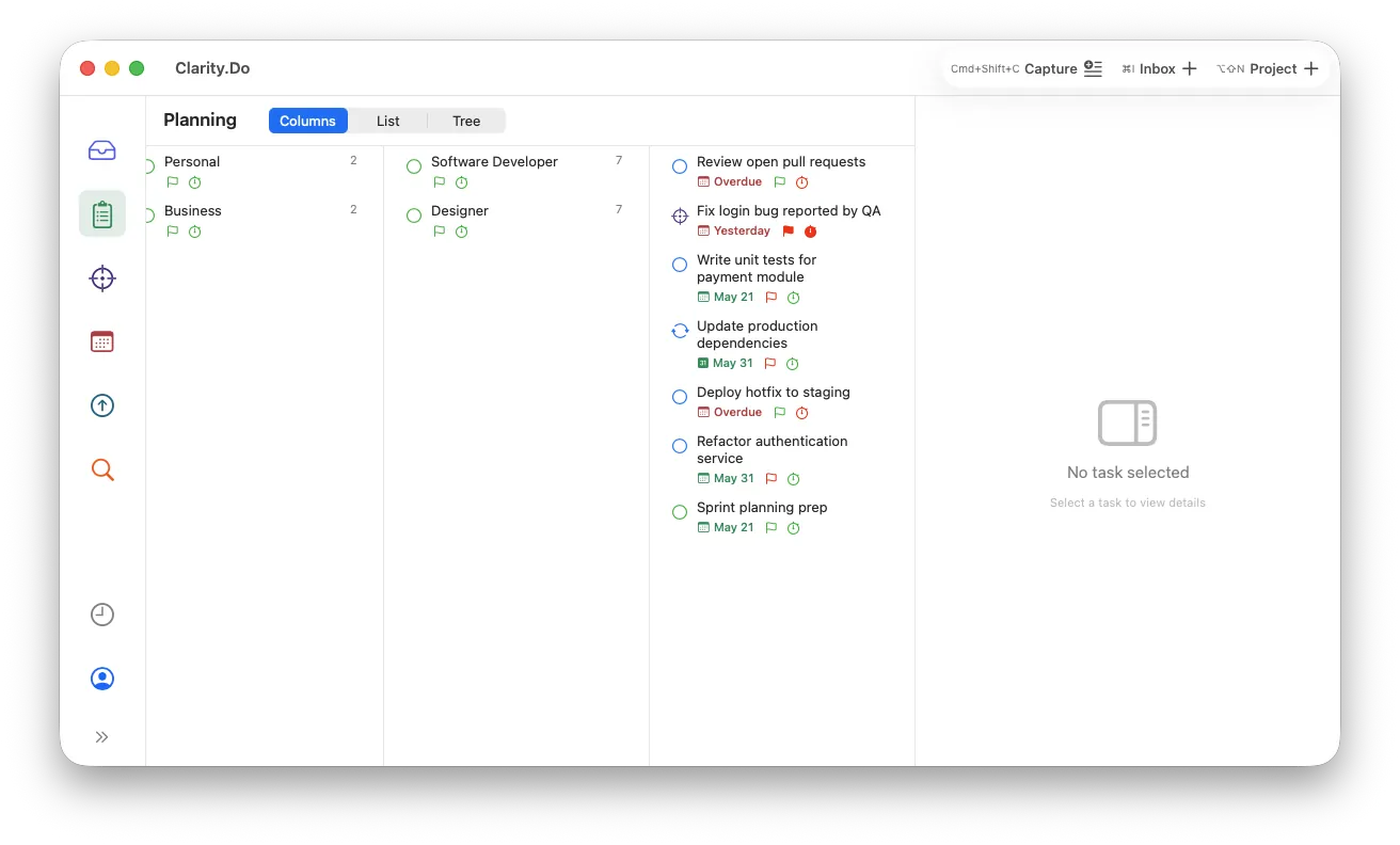Clarity.Do Plan view on macOS