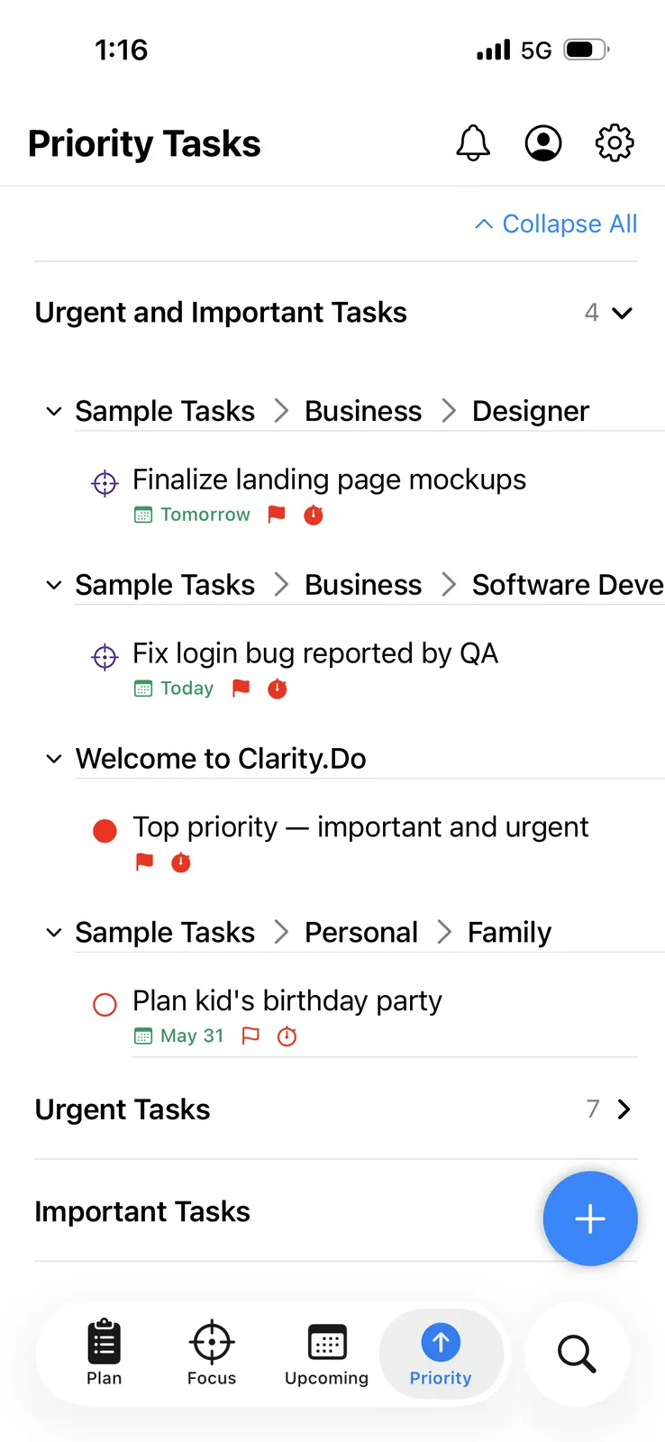 Clarity.Do Priority matrix on iPhone